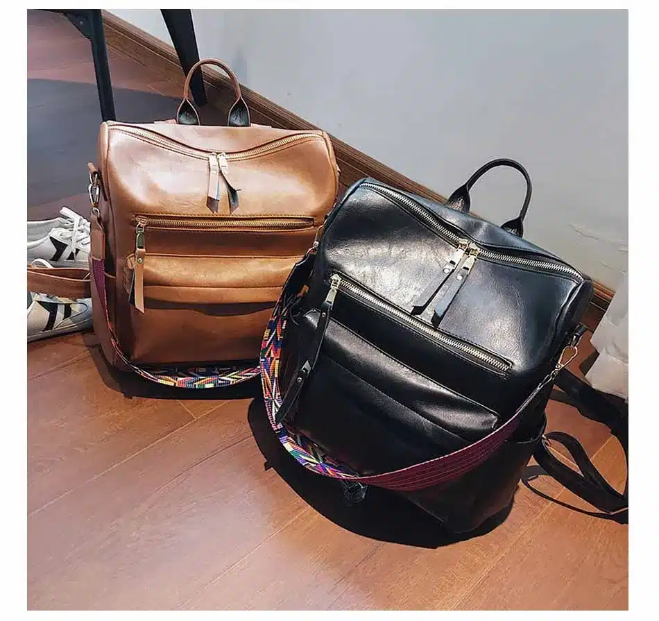 Leather Backpack Women 2019 Students School Bag Large Backpacks Multifunction Travel Bags Mochila Pink Vintage Back Pack XA529H 24