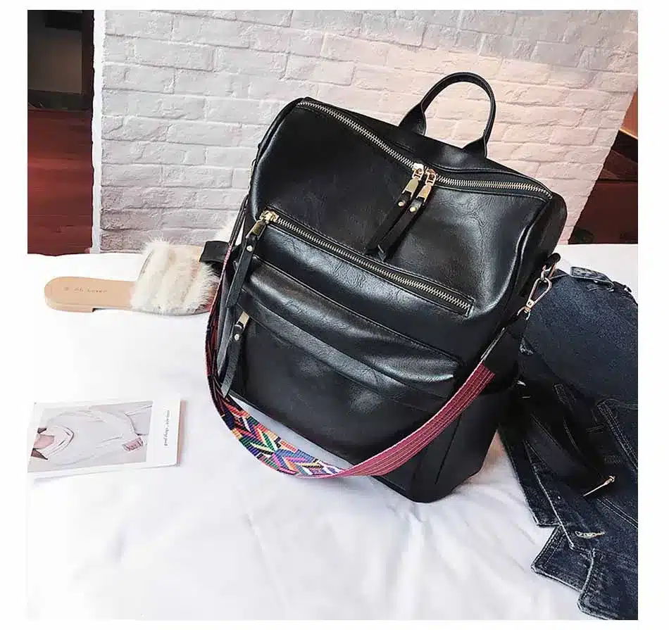 Leather Backpack Women 2019 Students School Bag Large Backpacks Multifunction Travel Bags Mochila Pink Vintage Back Pack XA529H 29