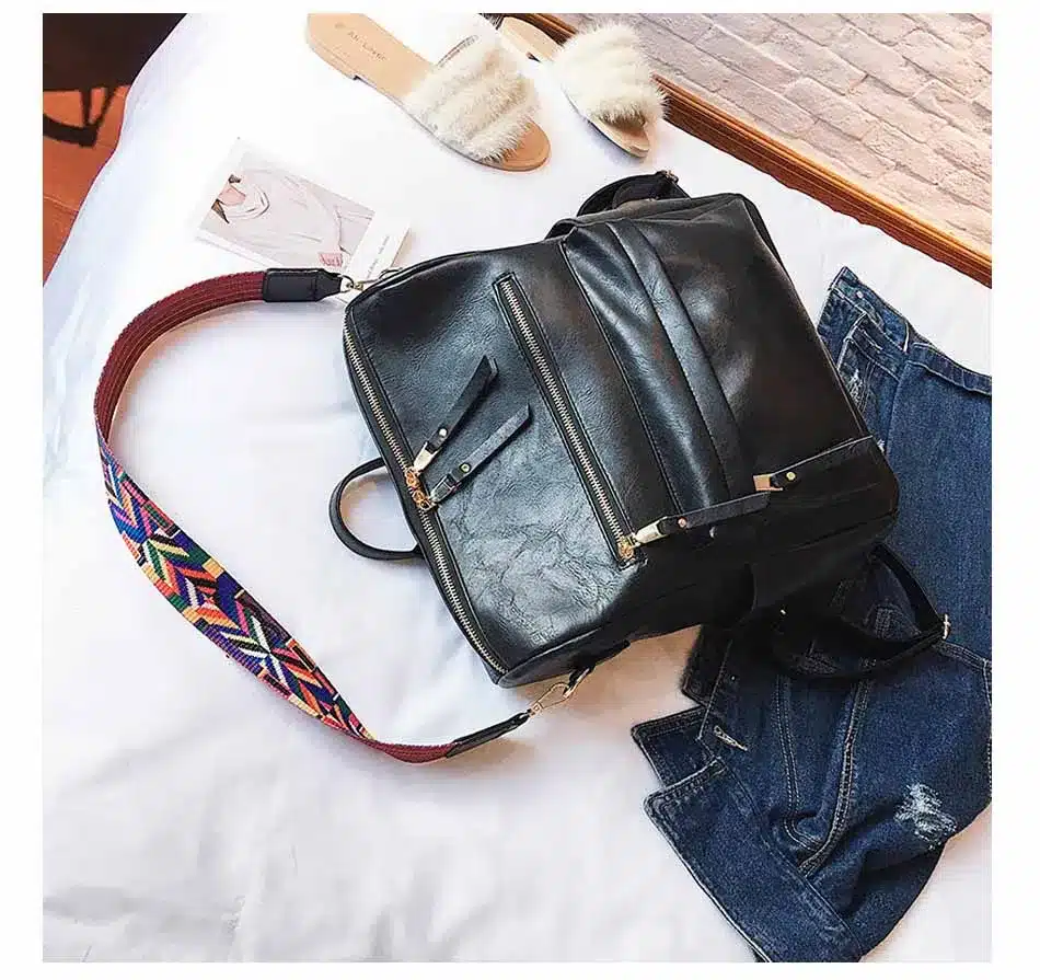 Leather Backpack Women 2019 Students School Bag Large Backpacks Multifunction Travel Bags Mochila Pink Vintage Back Pack XA529H 30