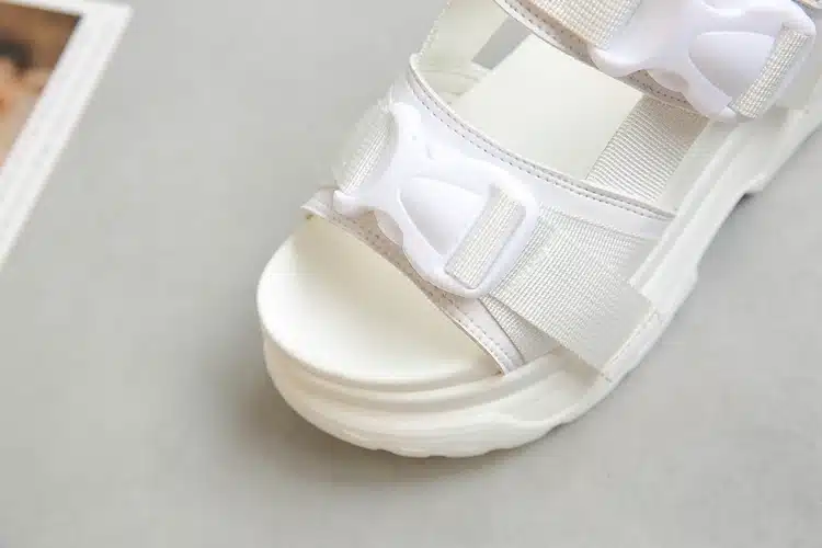 COOTELILI Summer Shoes Women Gladiator Sandals Flats Platforms Woman Causal Wedge Shoes Open Toe Black White 19