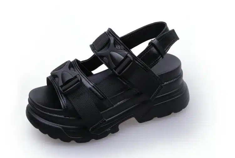 COOTELILI Summer Shoes Women Gladiator Sandals Flats Platforms Woman Causal Wedge Shoes Open Toe Black White 23
