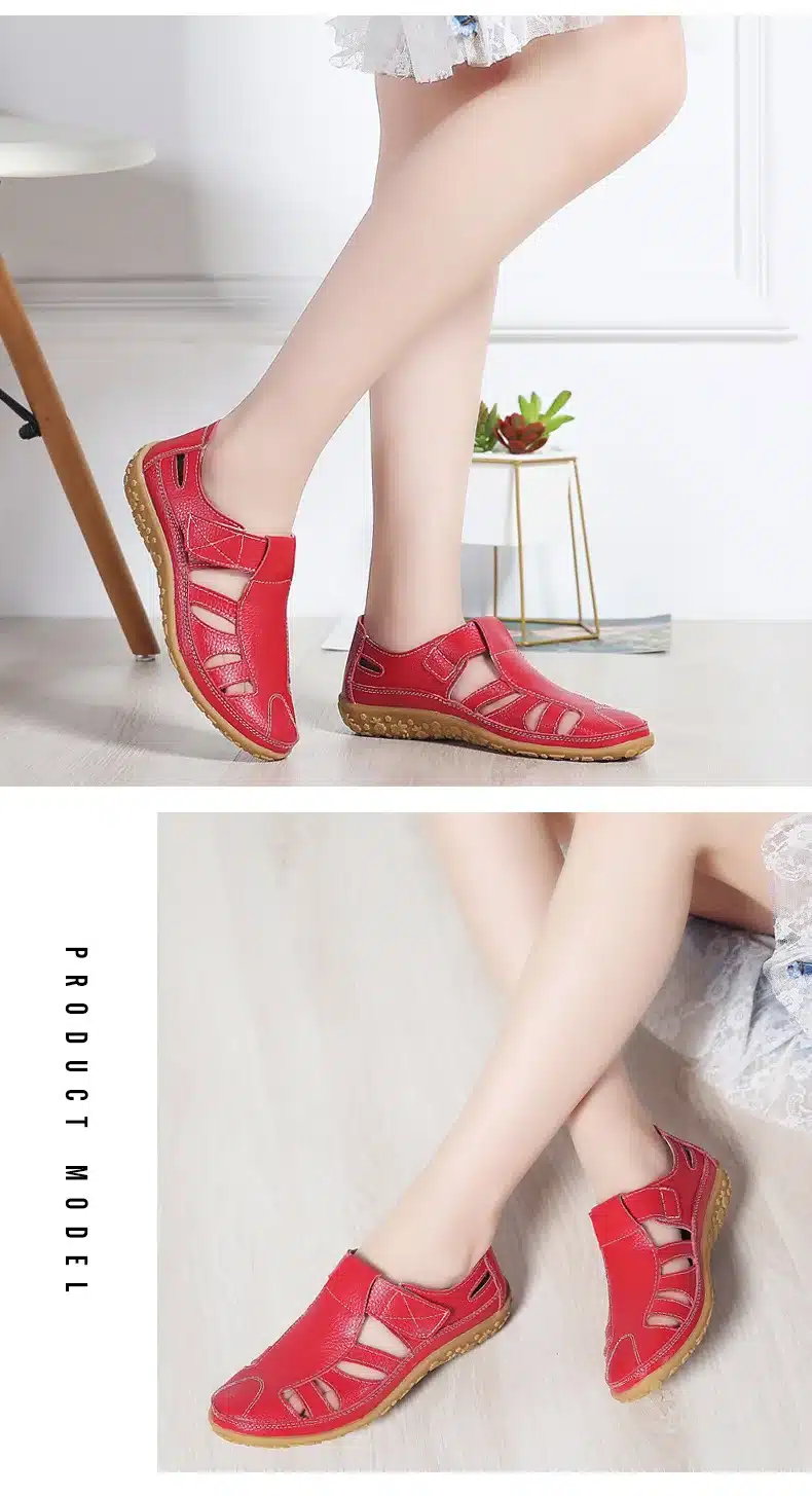 Women Gladiator Sandals Shoes Genuine Leather Hollow out Flat Sandals Ladies Casual Soft bottom Summer Shoes Women Beach Sandal 6