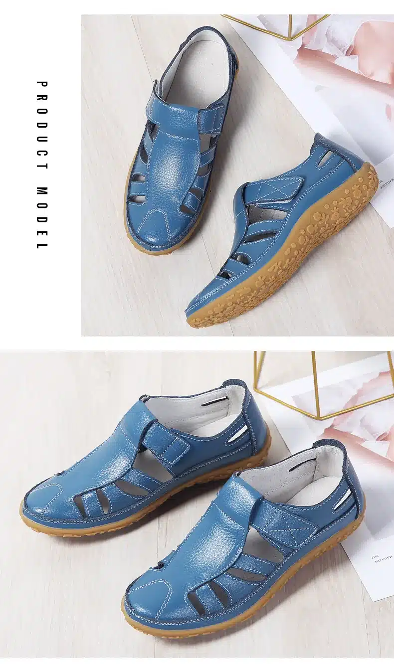 Women Gladiator Sandals Shoes Genuine Leather Hollow out Flat Sandals Ladies Casual Soft bottom Summer Shoes Women Beach Sandal 16