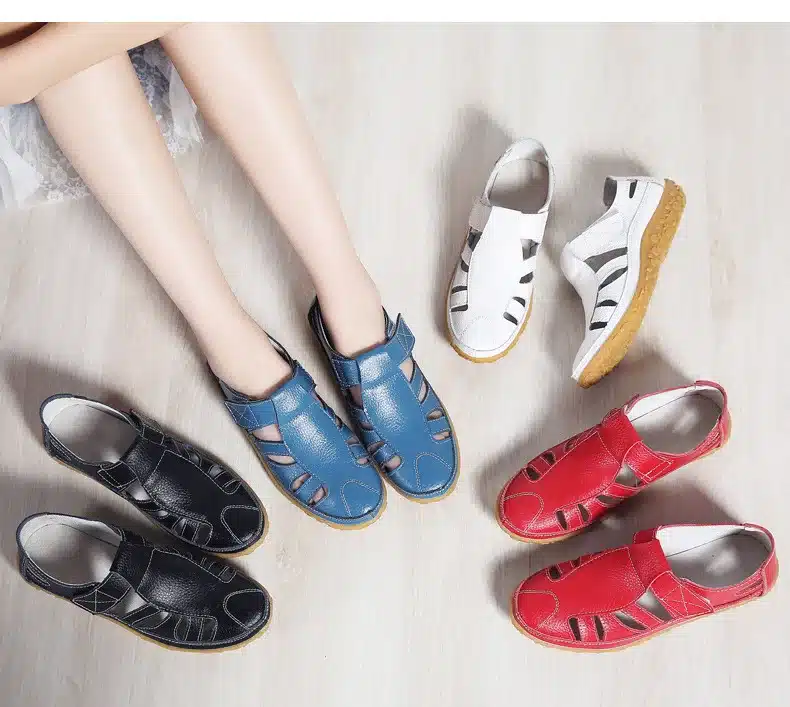 Women Gladiator Sandals Shoes Genuine Leather Hollow out Flat Sandals Ladies Casual Soft bottom Summer Shoes Women Beach Sandal 18