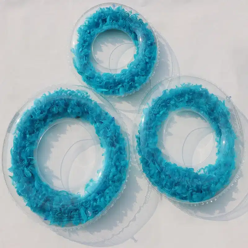 Newest Design Inflatable Feathers Swimming Ring Blue Pink Adult & Kid Swim Circle Tube Beach Summer Water Party Pool Toys 26