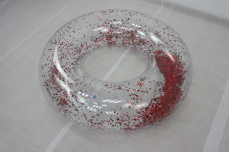 110CM Holographic Glitter Giant Inflatable Swimming Ring Confetti Glitter Swimming Circle Pool Float Summer Beach Water Toy Boia 16