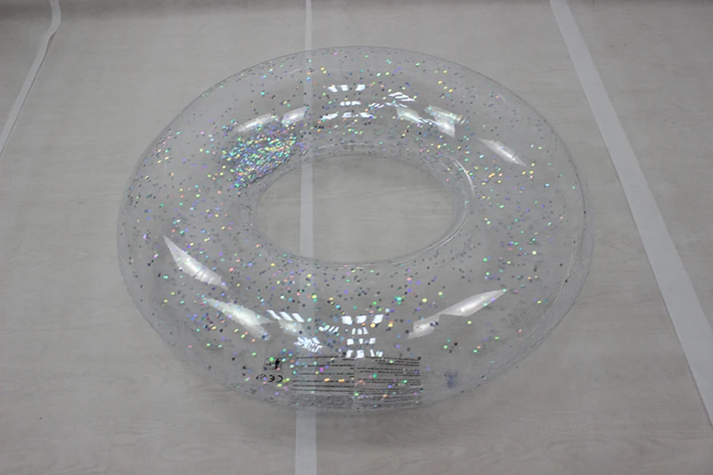 110CM Holographic Glitter Giant Inflatable Swimming Ring Confetti Glitter Swimming Circle Pool Float Summer Beach Water Toy Boia 22