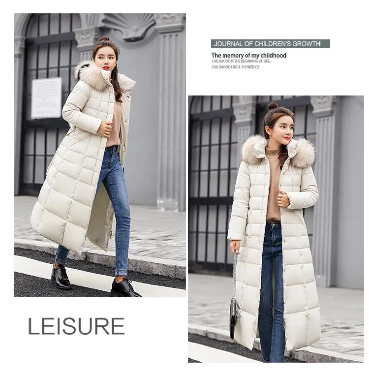 Fitaylor Winter Women Long Cotton Parkas Large Fur Collar Hooded Coat Casual Padded Warm Jackets Wadded Snow Overcoat 3
