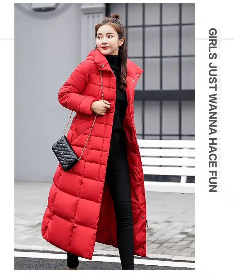 Fitaylor Winter Women Long Cotton Parkas Large Fur Collar Hooded Coat Casual Padded Warm Jackets Wadded Snow Overcoat 4