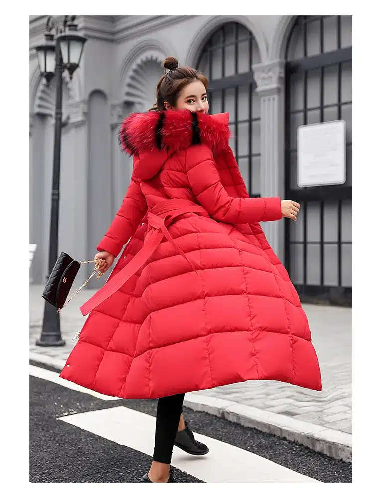 Fitaylor Winter Women Long Cotton Parkas Large Fur Collar Hooded Coat Casual Padded Warm Jackets Wadded Snow Overcoat 6