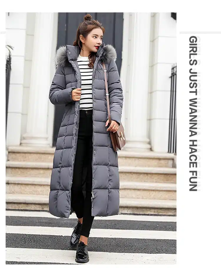 Fitaylor Winter Women Long Cotton Parkas Large Fur Collar Hooded Coat Casual Padded Warm Jackets Wadded Snow Overcoat 10