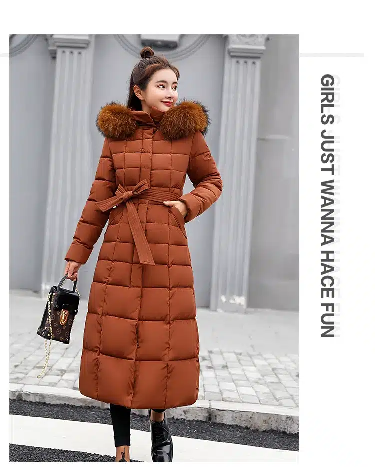 Fitaylor Winter Women Long Cotton Parkas Large Fur Collar Hooded Coat Casual Padded Warm Jackets Wadded Snow Overcoat 13