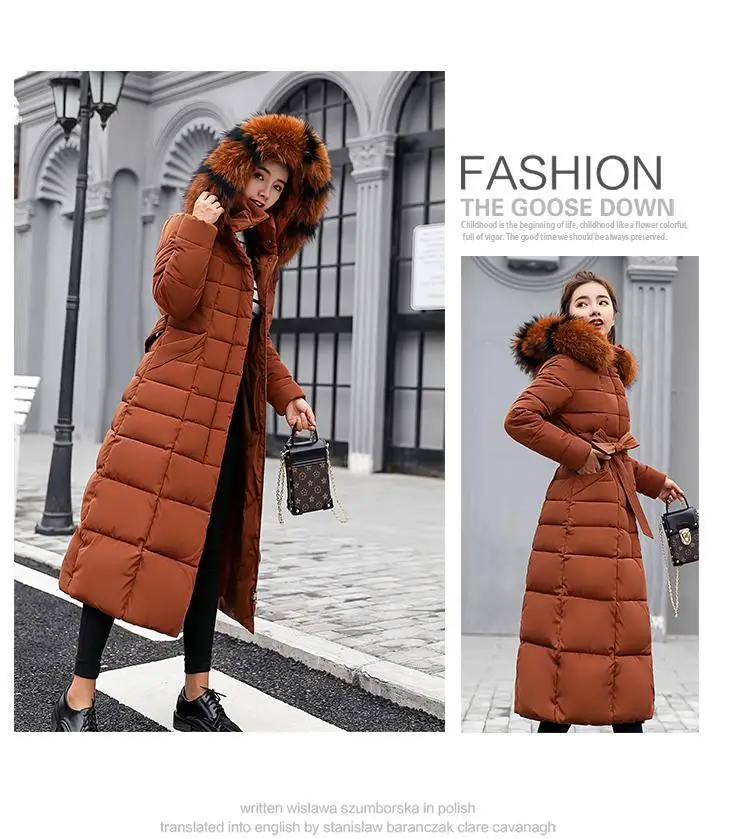 Fitaylor Winter Women Long Cotton Parkas Large Fur Collar Hooded Coat Casual Padded Warm Jackets Wadded Snow Overcoat 14