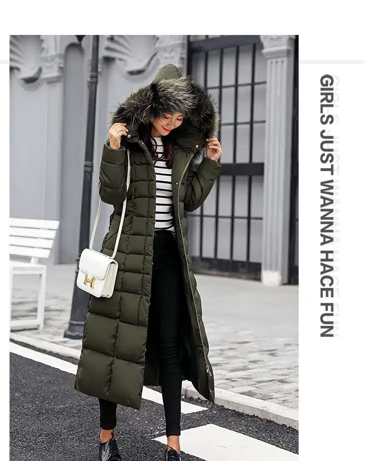 Fitaylor Winter Women Long Cotton Parkas Large Fur Collar Hooded Coat Casual Padded Warm Jackets Wadded Snow Overcoat 16