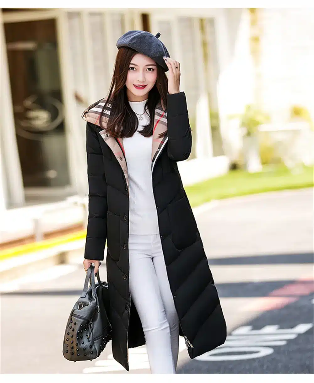 2017New Winter European Big Yards Women Long Style Coat High-end Elegant Warm Feather Cotton Hooded Jacket Slim Parka Q554 2