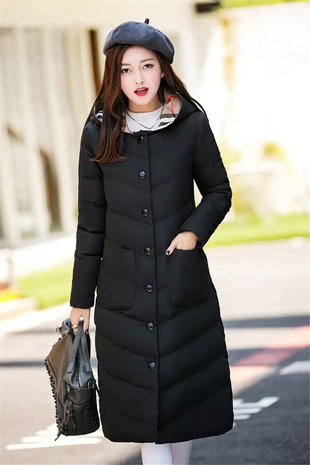 2017New Winter European Big Yards Women Long Style Coat High-end Elegant Warm Feather Cotton Hooded Jacket Slim Parka Q554 4
