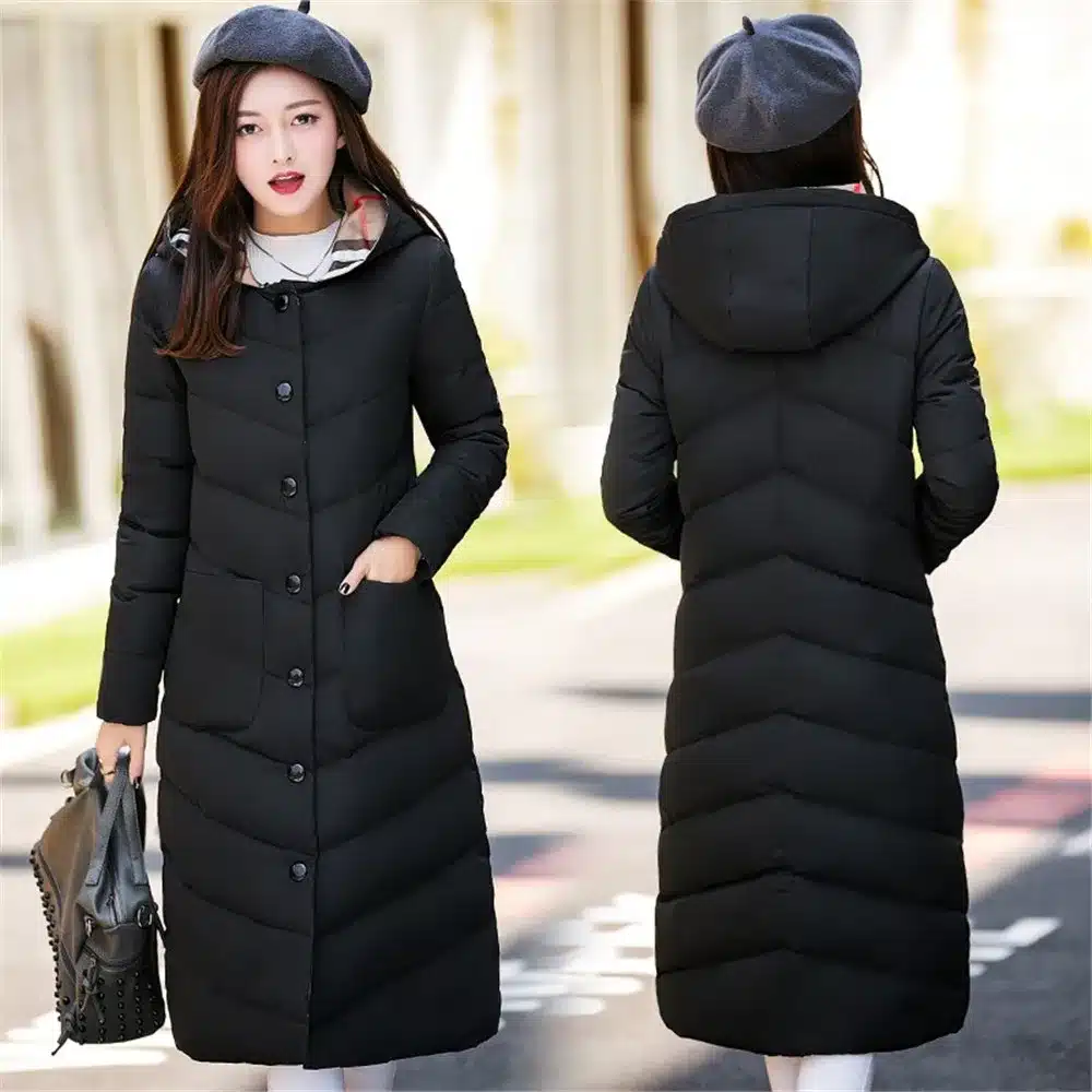 2017New Winter European Big Yards Women Long Style Coat High-end Elegant Warm Feather Cotton Hooded Jacket Slim Parka Q554 5