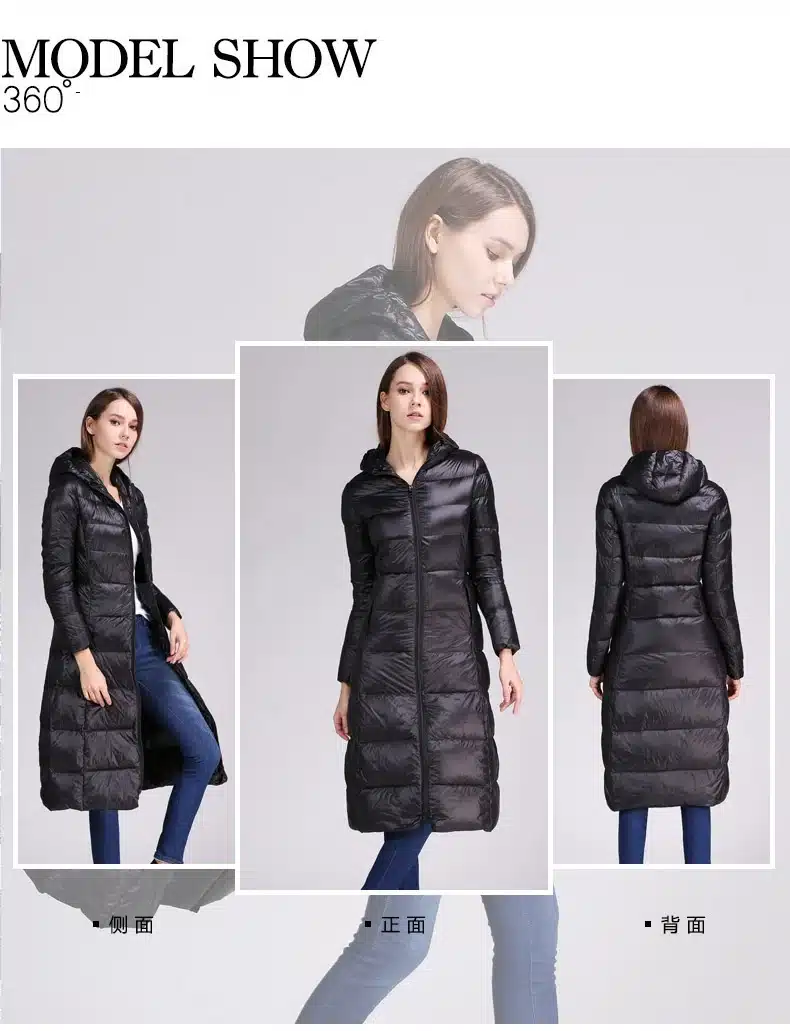 Plus Size 4XL 5XL feather cotton winter Women coat Hooded solid color parka long thick jacket High quality winter outwear YZ354 9