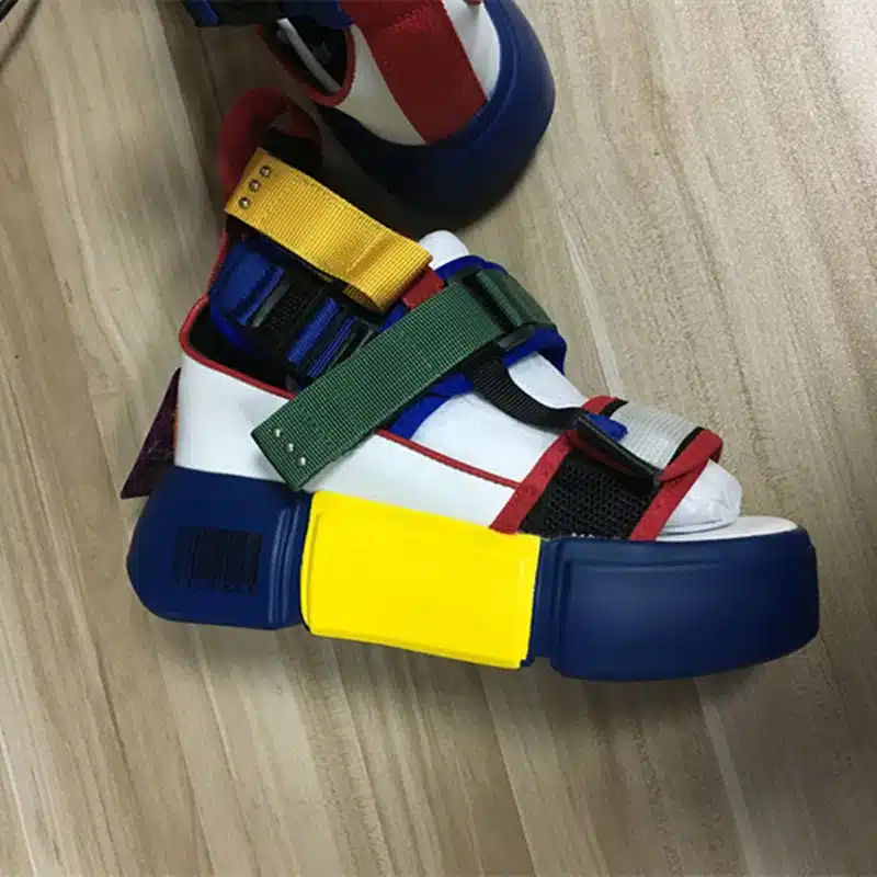 SWYIVY Blue Sandals Platform Women 2019 Ladies Casual Shoes Wedge High Chunky Heel Sandals Summer Shoes High Top Ankle Shoes 41 11