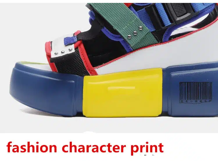 SWYIVY Blue Sandals Platform Women 2019 Ladies Casual Shoes Wedge High Chunky Heel Sandals Summer Shoes High Top Ankle Shoes 41 12