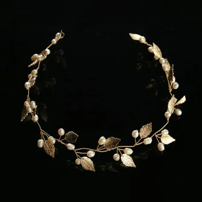 Luxury Gold and Silver Headbands Hair Jewelry Pearl Crystal Leaf Bride Tiaras Headpiece Wedding Bridal Hair Accessories Gift JL 11