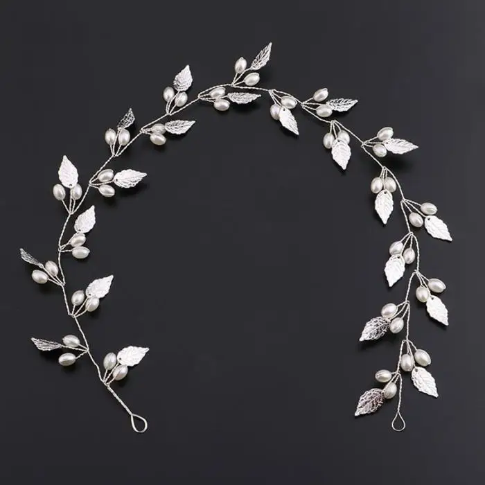 Luxury Gold and Silver Headbands Hair Jewelry Pearl Crystal Leaf Bride Tiaras Headpiece Wedding Bridal Hair Accessories Gift JL 12