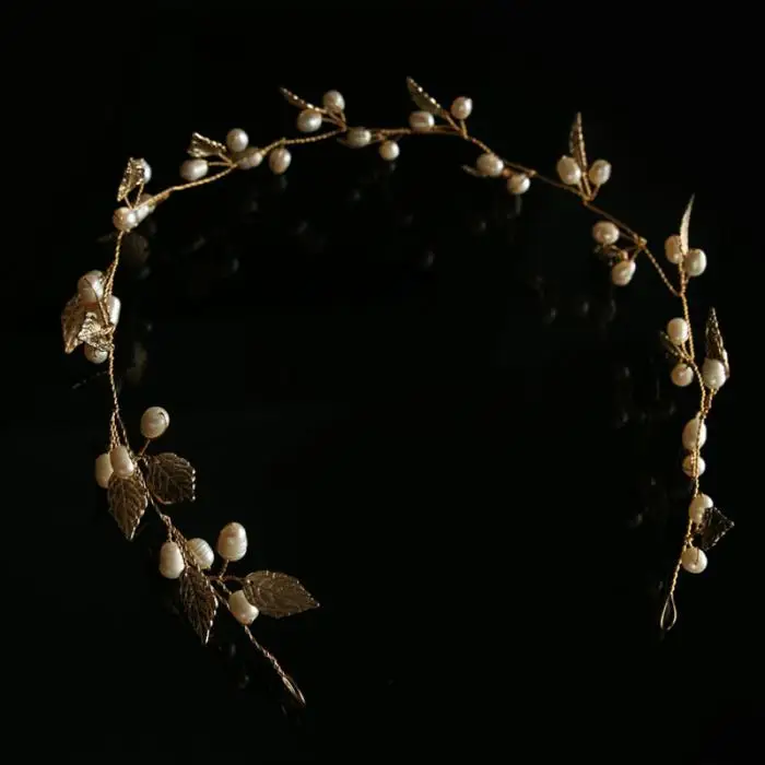 Luxury Gold and Silver Headbands Hair Jewelry Pearl Crystal Leaf Bride Tiaras Headpiece Wedding Bridal Hair Accessories Gift JL 13