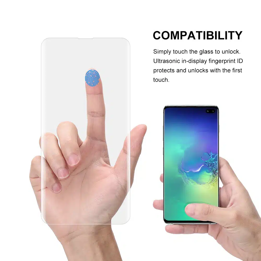 Screen Protector with fingerprint unlock for Samsung Galaxy S10 UV Glass film full cover for S10+ S10 5G tempered glass 19