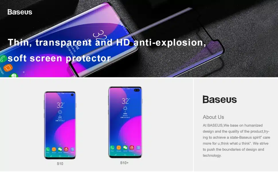 Baseus 2pcs 0.15mm Protective Film For Samsung S10 S10+ Screen Protector Thin Full Coverage Soft Film For Samsung Galaxy S10 1