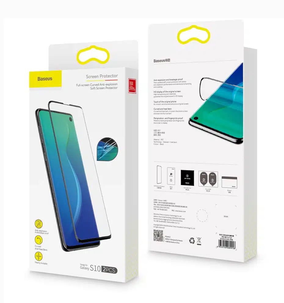 Baseus 2pcs 0.15mm Protective Film For Samsung S10 S10+ Screen Protector Thin Full Coverage Soft Film For Samsung Galaxy S10 19