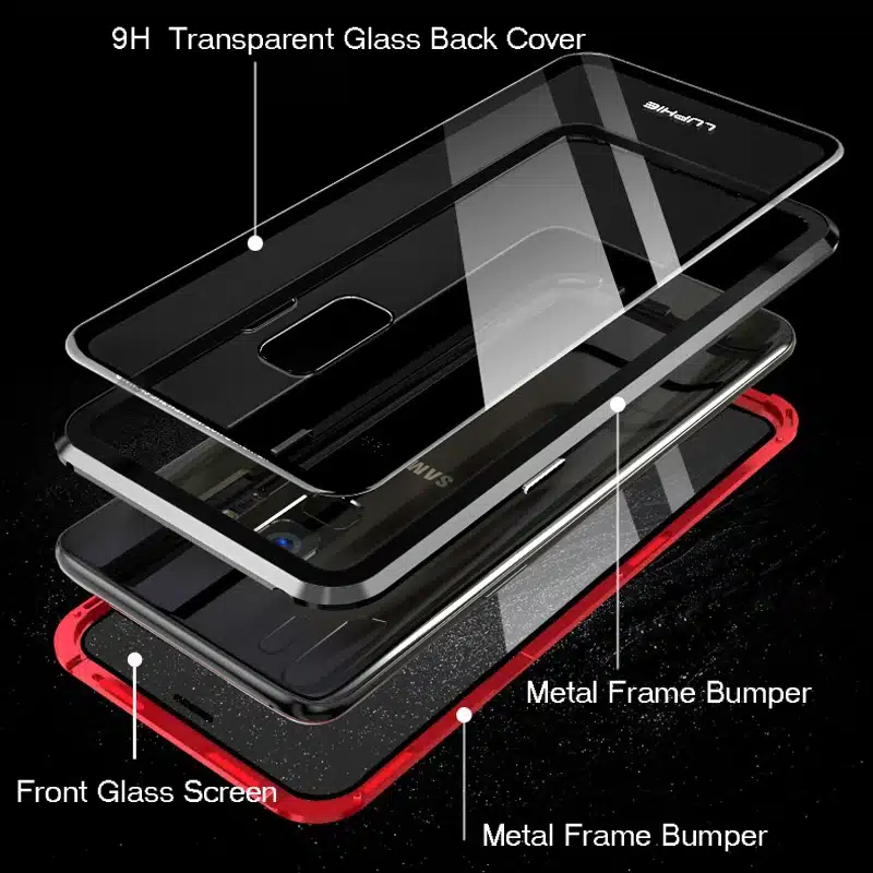Front + Back Glass 360 Full Protection Case For Samsung Galaxy S8 S9 S10 Plus S10e Note 9 8 Magnetic Adsorption Metal Case Cover 12