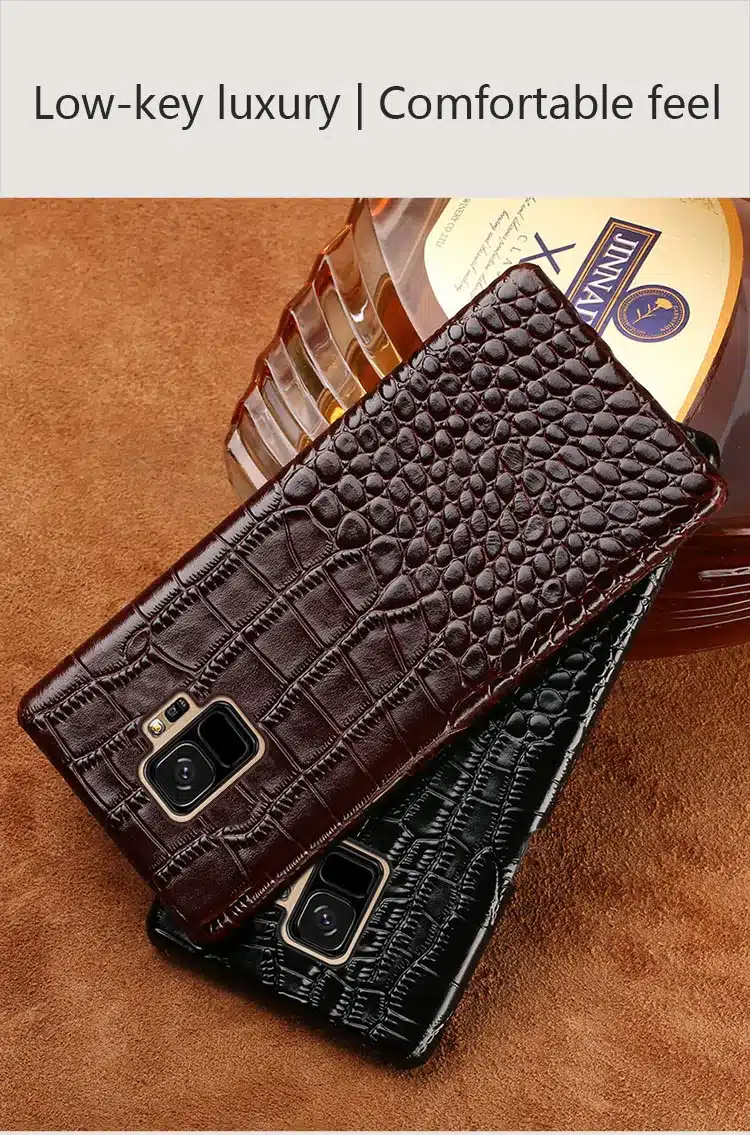 Genuine Leather Half pack phone case For Samsung s9 case Note S8 S7 edge Anti-fall Crocodile pattern protective case For S10 A70 1