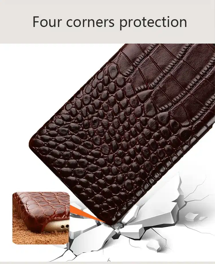 Genuine Leather Half pack phone case For Samsung s9 case Note S8 S7 edge Anti-fall Crocodile pattern protective case For S10 A70 4