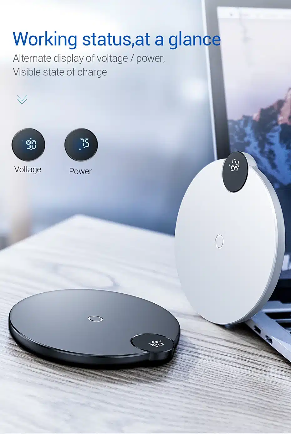Baseus LED Digital Display Wireless Charger for iPhone X XR XS Max 8 Qi Wireless Fast Charger for Samsung Galaxy S10 Huawei P30 9