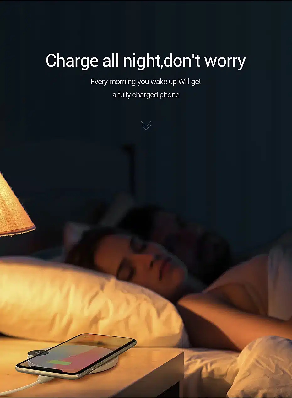Baseus LED Digital Display Wireless Charger for iPhone X XR XS Max 8 Qi Wireless Fast Charger for Samsung Galaxy S10 Huawei P30 15