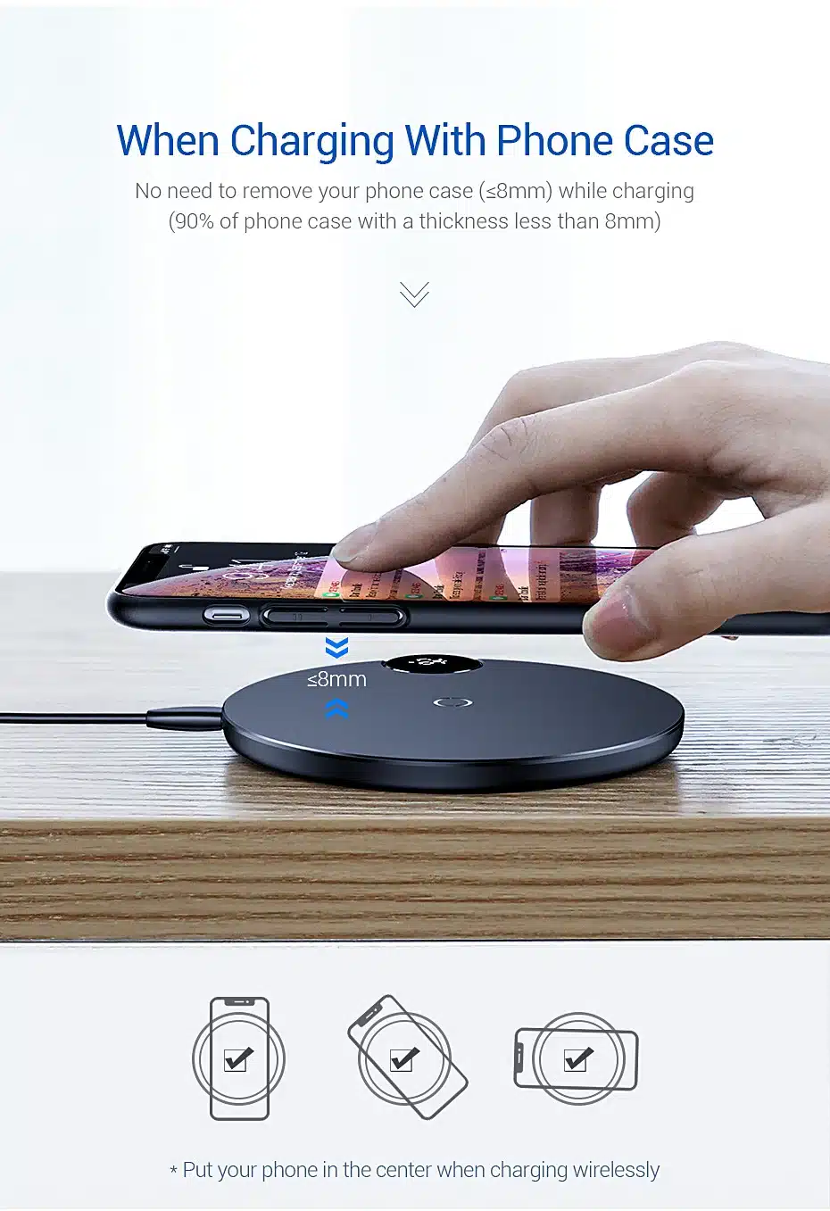 Baseus LED Digital Display Wireless Charger for iPhone X XR XS Max 8 Qi Wireless Fast Charger for Samsung Galaxy S10 Huawei P30 16