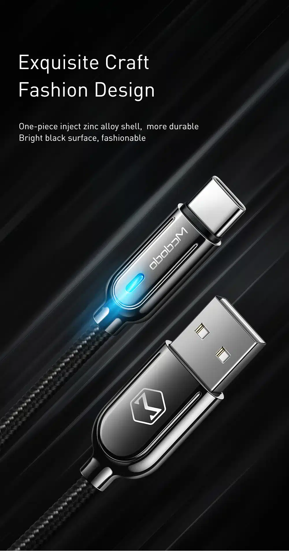 Mcdodo USB Type C 3A Fast Charging Auto Disconnect Cable For Samsung Galaxy S10 S9 8 Plus xiaomi redmi note 7 USB C Charger Wire 17