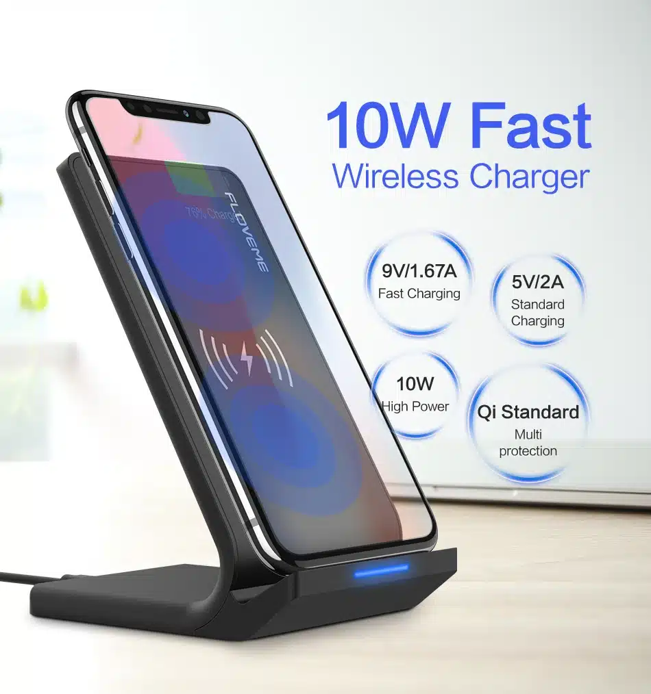 FLOVEME 10W Qi Wireless Charger For iPhone 8 X Xs For Samsung Galaxy S10 Plus S8 S9 S7 Edge Fast Charger Wireless Charging Dock 7