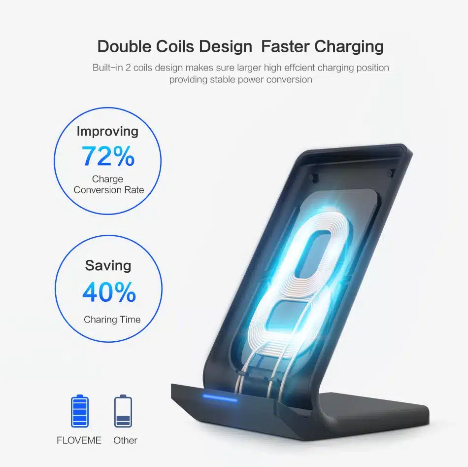 FLOVEME 10W Qi Wireless Charger For iPhone 8 X Xs For Samsung Galaxy S10 Plus S8 S9 S7 Edge Fast Charger Wireless Charging Dock 8