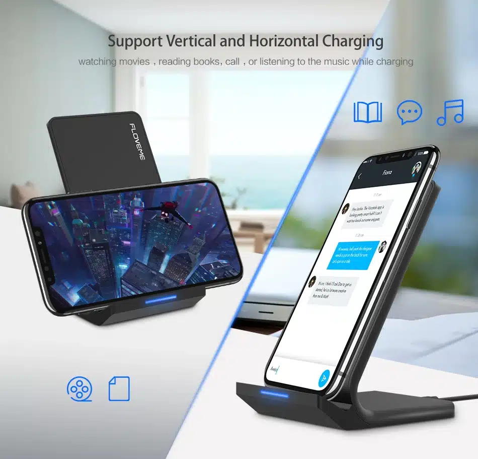 FLOVEME 10W Qi Wireless Charger For iPhone 8 X Xs For Samsung Galaxy S10 Plus S8 S9 S7 Edge Fast Charger Wireless Charging Dock 9