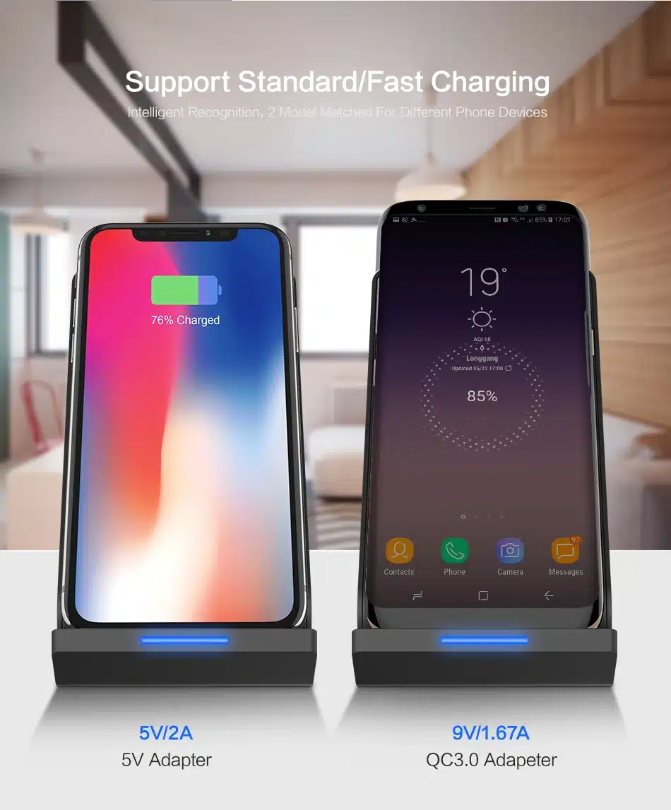 FLOVEME 10W Qi Wireless Charger For iPhone 8 X Xs For Samsung Galaxy S10 Plus S8 S9 S7 Edge Fast Charger Wireless Charging Dock 10
