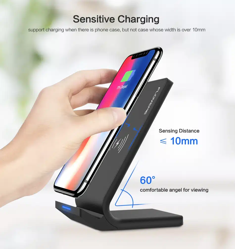 FLOVEME 10W Qi Wireless Charger For iPhone 8 X Xs For Samsung Galaxy S10 Plus S8 S9 S7 Edge Fast Charger Wireless Charging Dock 12