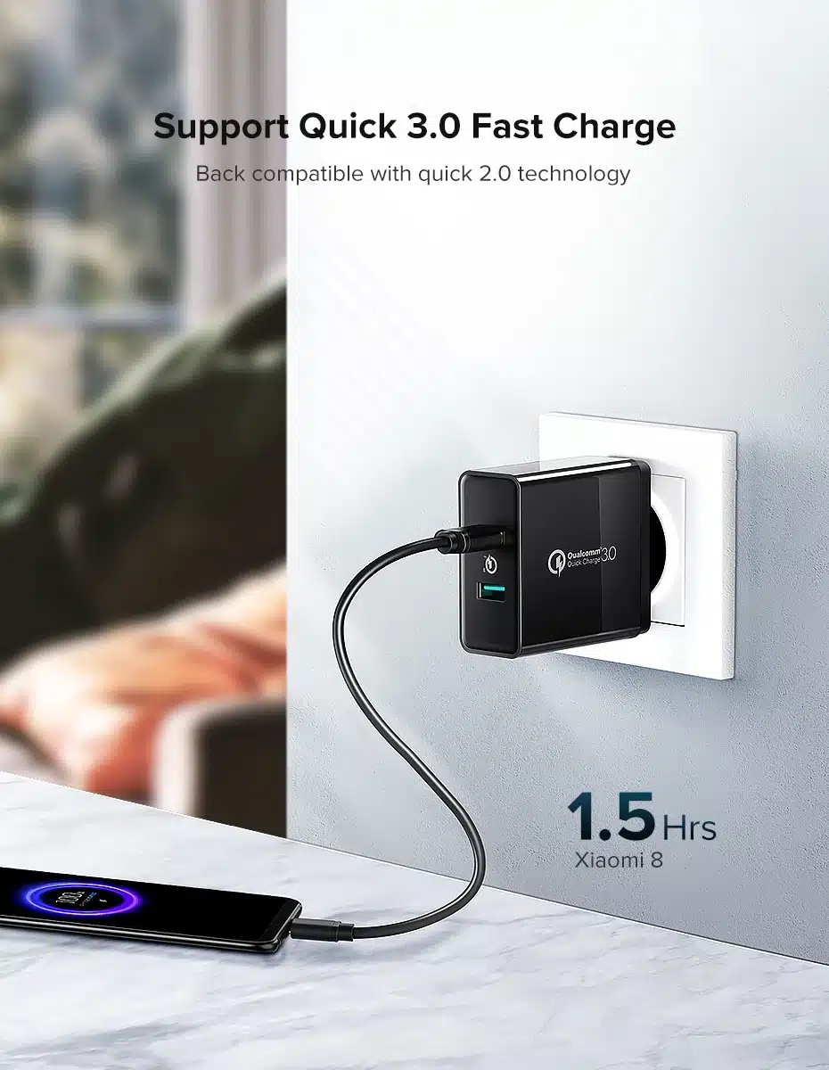 Ugreen Quick Charge 3.0 36W USB Charger for iPhone X 8 Fast QC 3.0 Charger for Samsung Galaxy s9 s10 Xiaomi mi 8 9 USB Charger 9