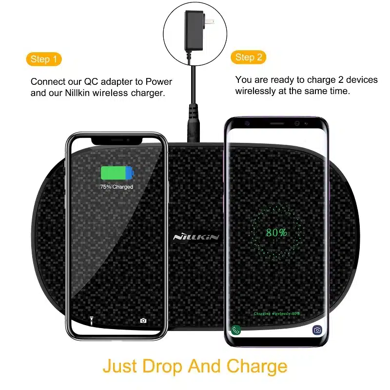 NILLKIN Fast Dual 2 in 1 Wireless Charger for Xiaomi 9 Mix 2S Qi Pad for Samsung Galaxy S10 5G S10+ S10e for iPhone XS Max Xr X 1