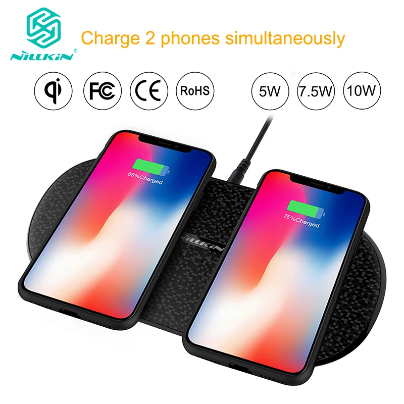 NILLKIN Fast Dual 2 in 1 Wireless Charger for Xiaomi 9 Mix 2S Qi Pad for Samsung Galaxy S10 5G S10+ S10e for iPhone XS Max Xr X 2