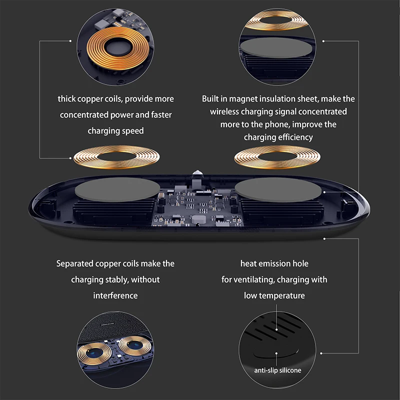 NILLKIN Fast Dual 2 in 1 Wireless Charger for Xiaomi 9 Mix 2S Qi Pad for Samsung Galaxy S10 5G S10+ S10e for iPhone XS Max Xr X 4