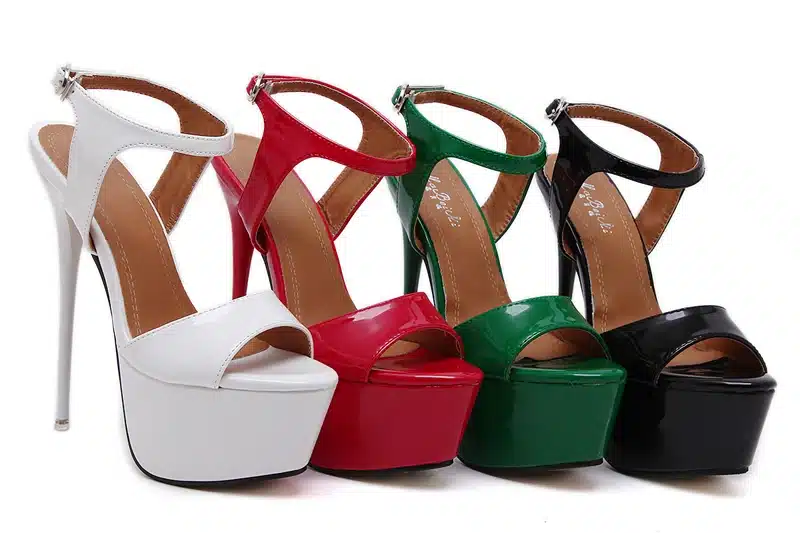 Size 34-46 Pu Leather High Heels Sandals 16cm Stripper Shoes Summer Wedding Party Shoes Women Gladiator Platform Sandals 15