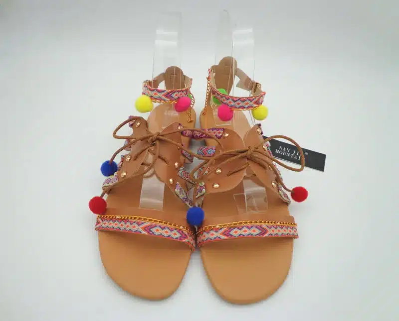 NAN JIU MOUNTAIN Plus Size 34-43 Ethnic Bohemian Summer Women Sandals Gladiator Roman Strappy Embroidered Shoes Woman Flat Shoes 3