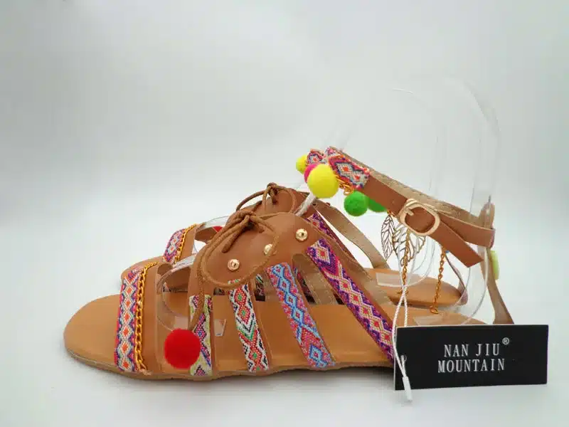 NAN JIU MOUNTAIN Plus Size 34-43 Ethnic Bohemian Summer Women Sandals Gladiator Roman Strappy Embroidered Shoes Woman Flat Shoes 4