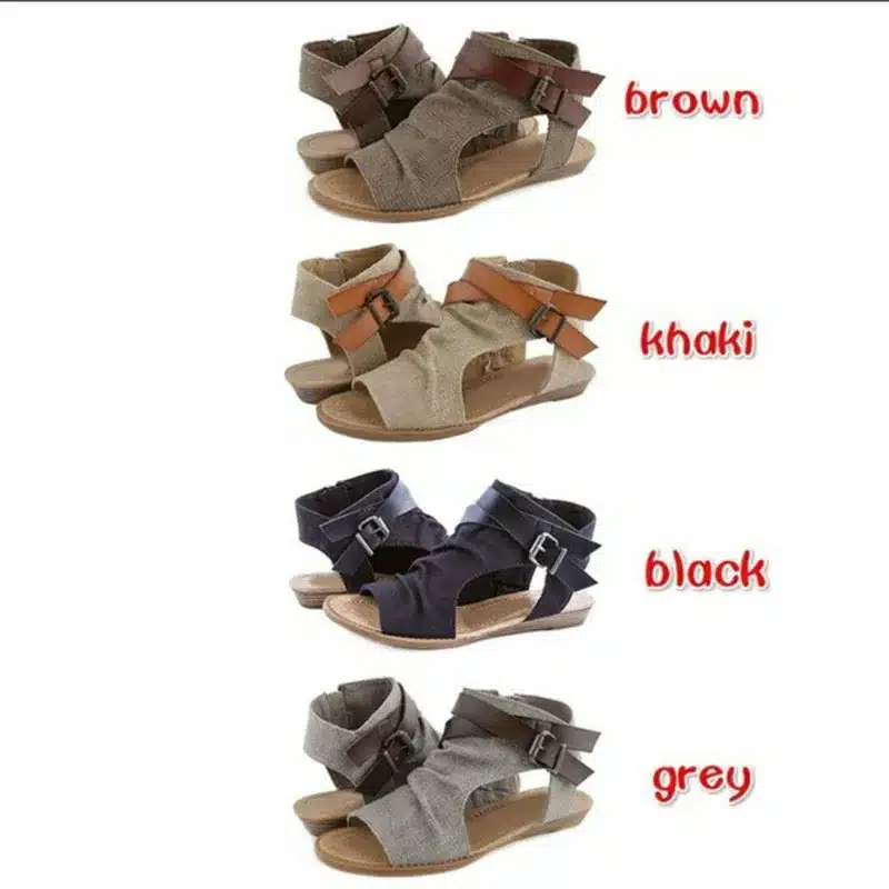 VTOTA Women Sandals Gladiator Peep Toe Buckle Zipper Design Roman Sandals Women Flat Summer Beach Ladies Shoes Chaussure Zapatos 3